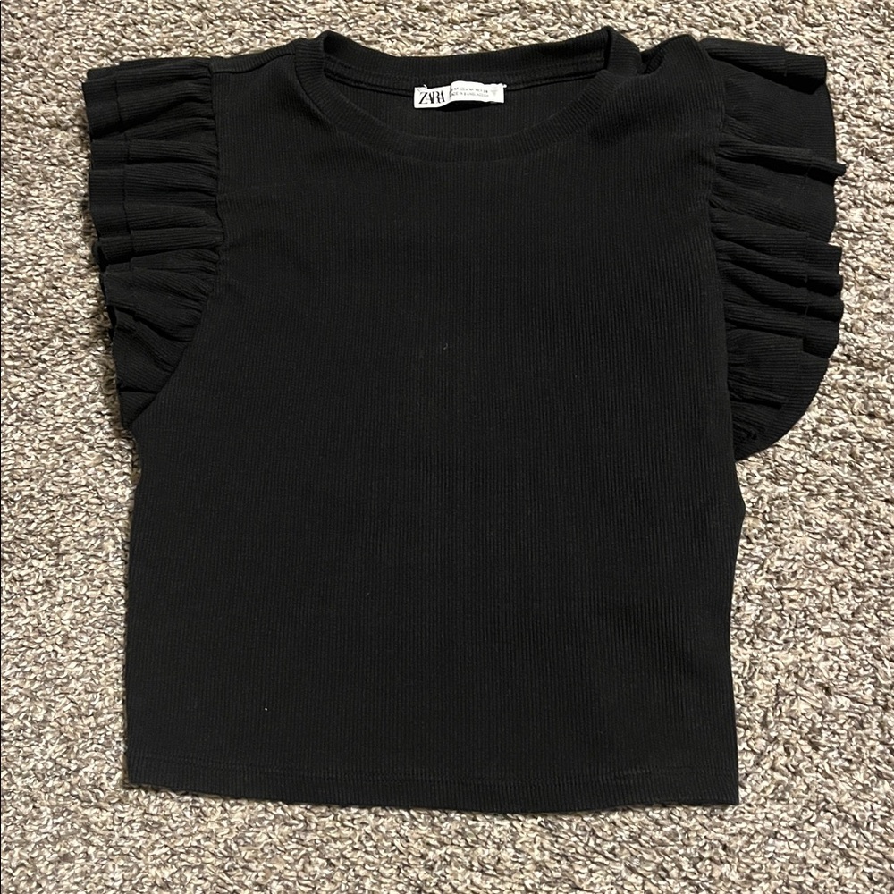 Zara Black Ruffle Sleeve shirt